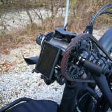 Pinion C1.12 mit Riemenantrieb an einem Handbike Schmicking MTB-45° Pinion C1.12 mit Riemenantrieb