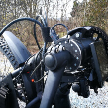 Handbike Schmicking MTB-45° mit Pinion. PAS Magnetscheibe an Pinion